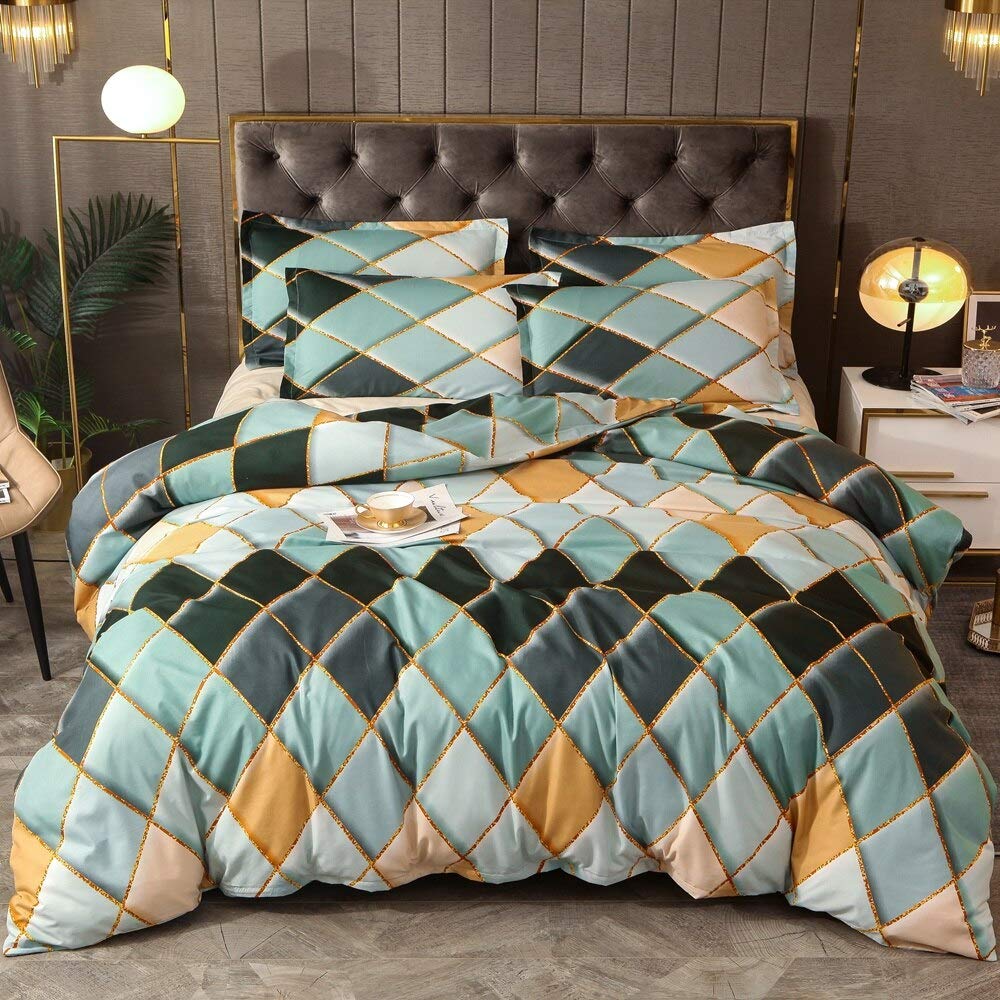 Parure de lit couette 200x230 motif géométrique losanges anti-plis pour un lit toujours impeccable
