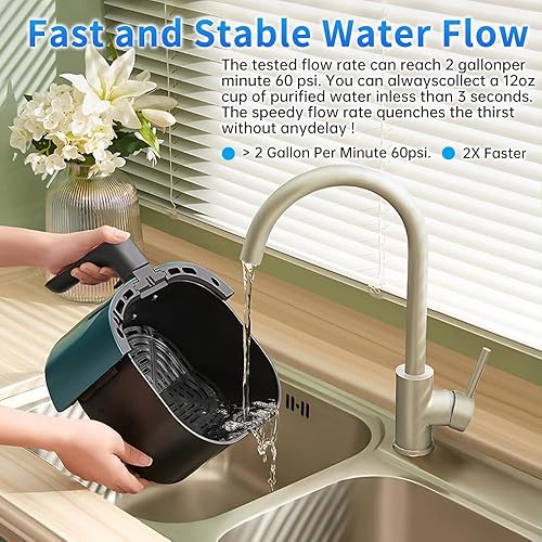 Miniatura 6 de CW-CF Filtro 5 en 1 para debajo del fregadero, no requiere perforación, filtro respetuoso con el medio ambiente que reduce el plomo, cloro, mal