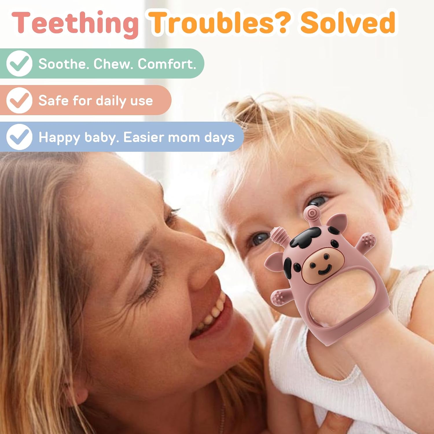 2 Pack Baby Teething Toys 3-6 6-12 Months, Silicone Teether Mittens image 5