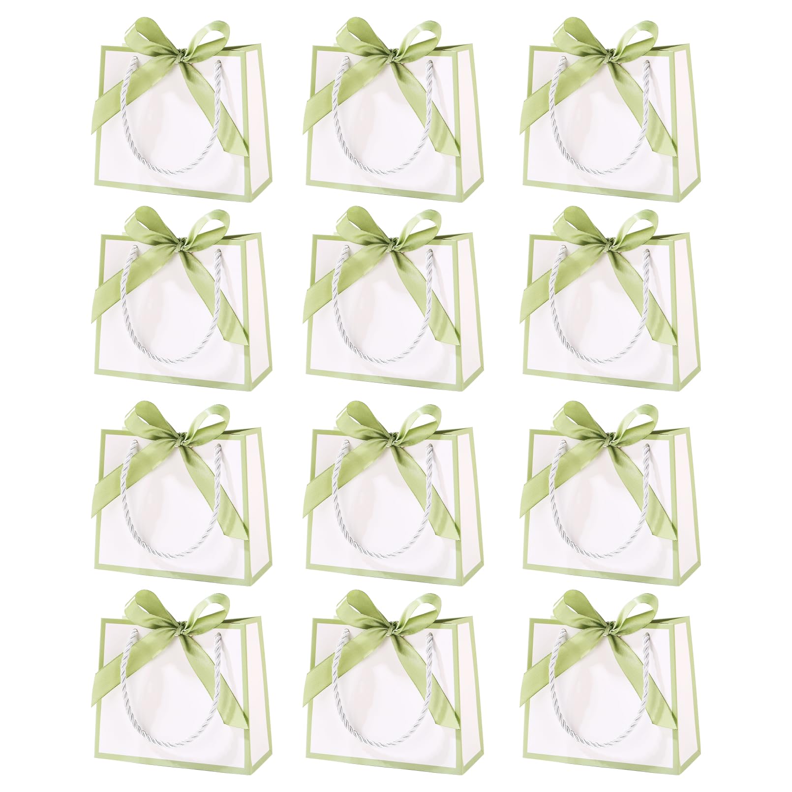 12Pcs Mini Gift Bags with Ribbons, Extra Small White Gift Bags with Handles (5.51× 2.36× 4.72 inches)