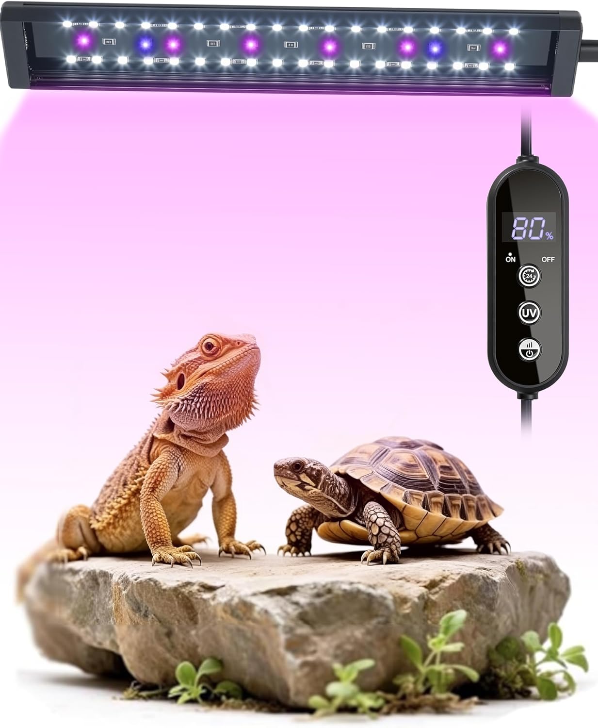 9.8 Inch Reptile LED UVB Light, Ferguson Zone 1-4 Selectable, Auto Cycle Timer, Independent Brightness Adjustment, 9W 6000K Energy-Saving Reptile Lamp (Not a Heat Lamp)