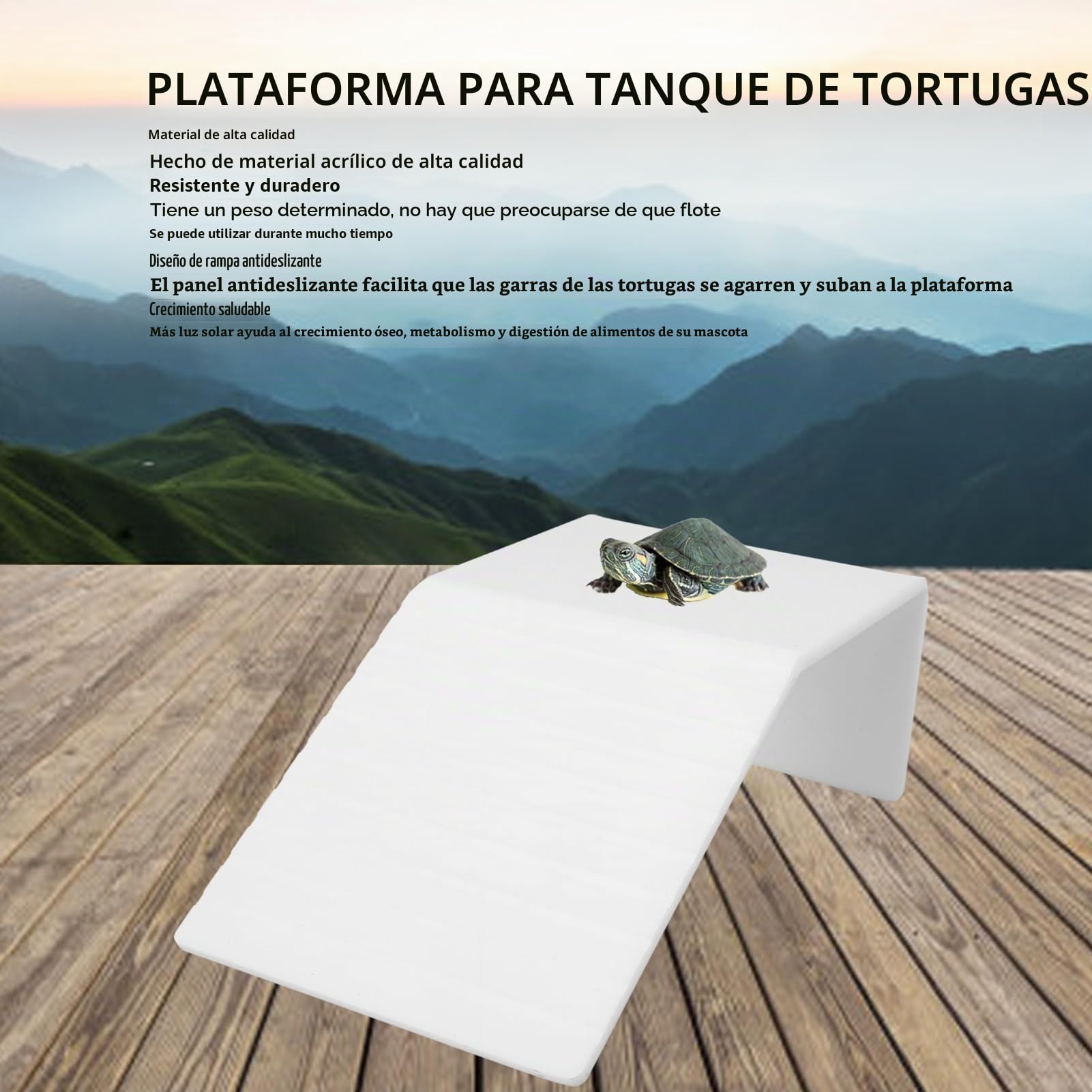 Tnfeeon Plataforma para Tomar el Sol de Tortuga Simulación Rampa de Tortuga Acrílica Descanso de Tortuga Muelle de Descanso Decoración Flotante Rampa de Tortuga Muelle de Escalera de (L)