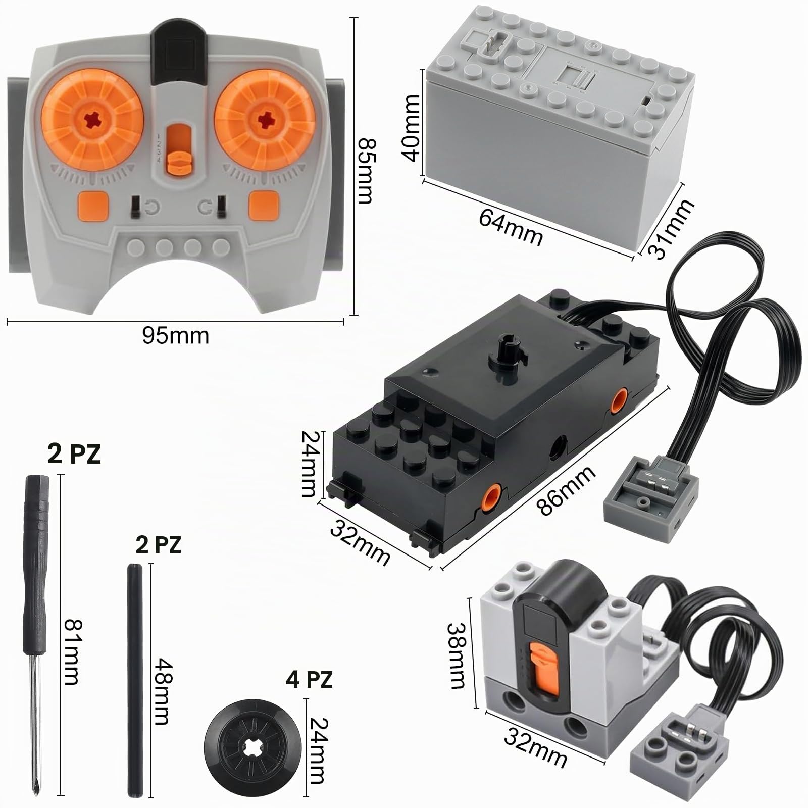 Power Functions Set di Motori Elettrici con Telecomando Scatola Della Batteria Compatibile con Molti Modelli Fai da Te Accessori per la Modifica Delle Ferrovie