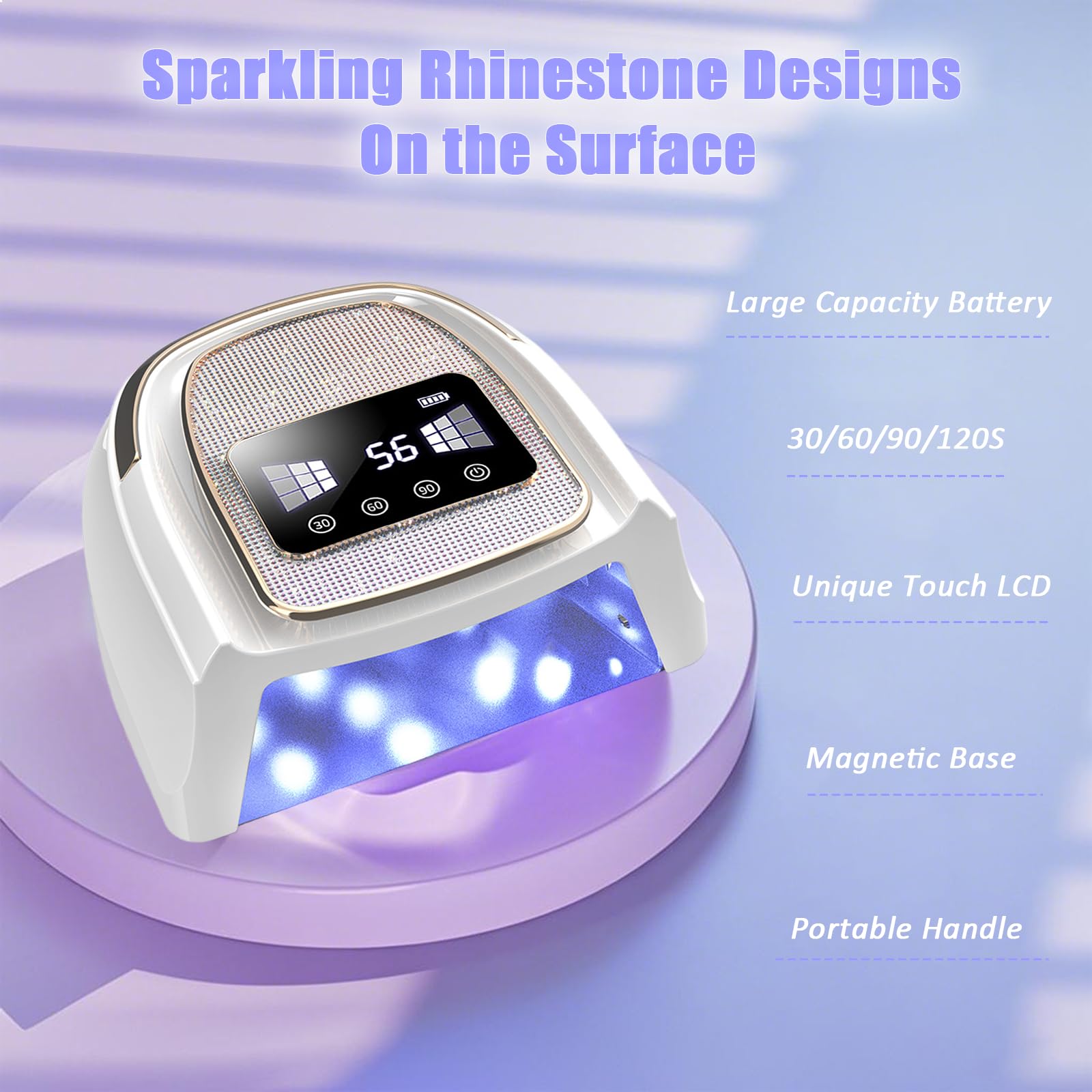 Lámpara de Uñas UV LED, 120W Profesional Lampara Uñas Semipermanentes con Sensor Automático, 4 Temporizador y Pantalla LCD Para Manicura/Pedicura Nail Art en el Hogar AS-2502W