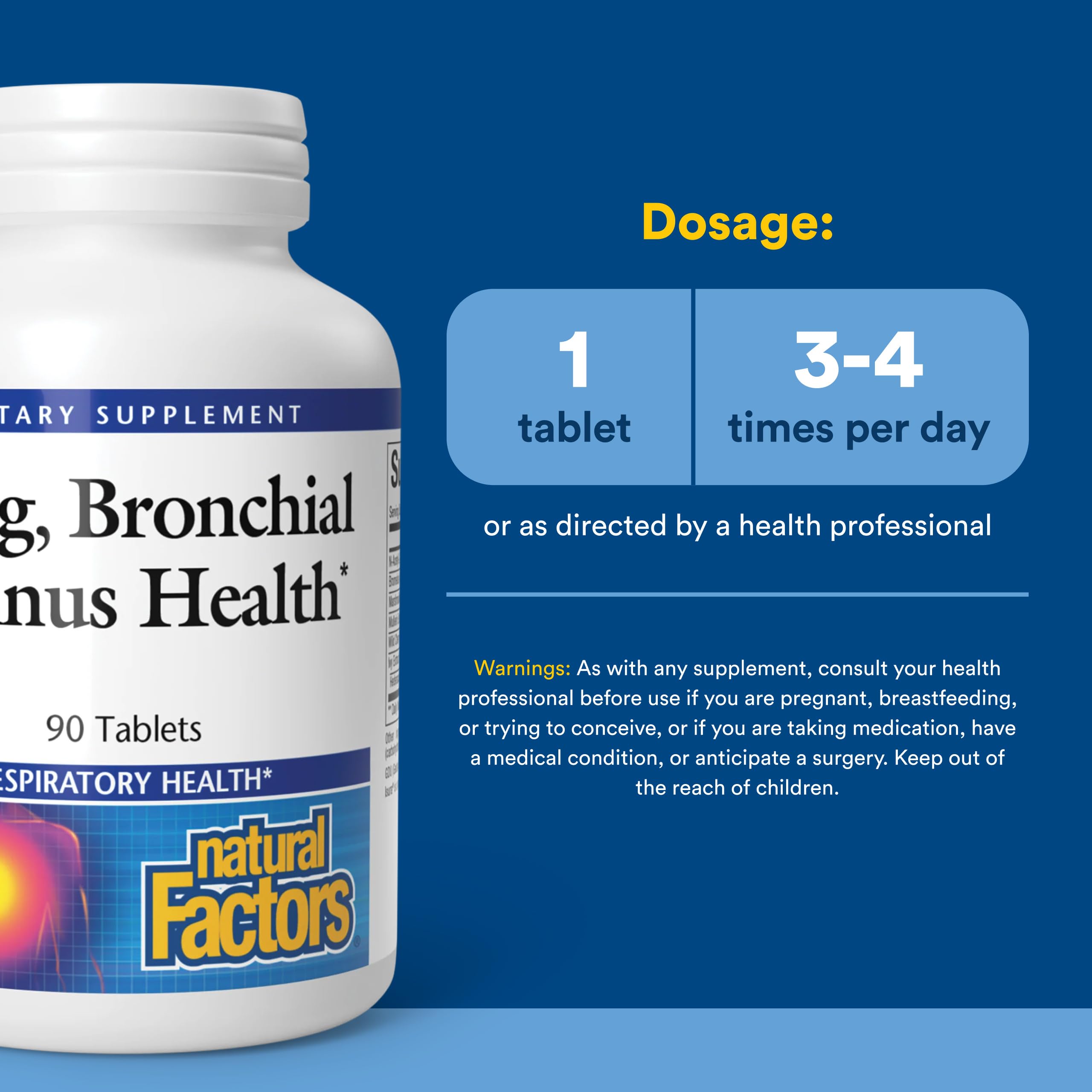 Natural Factors Lung, Bronchial & Sinus Health 90 Tablets — Amazon image 3