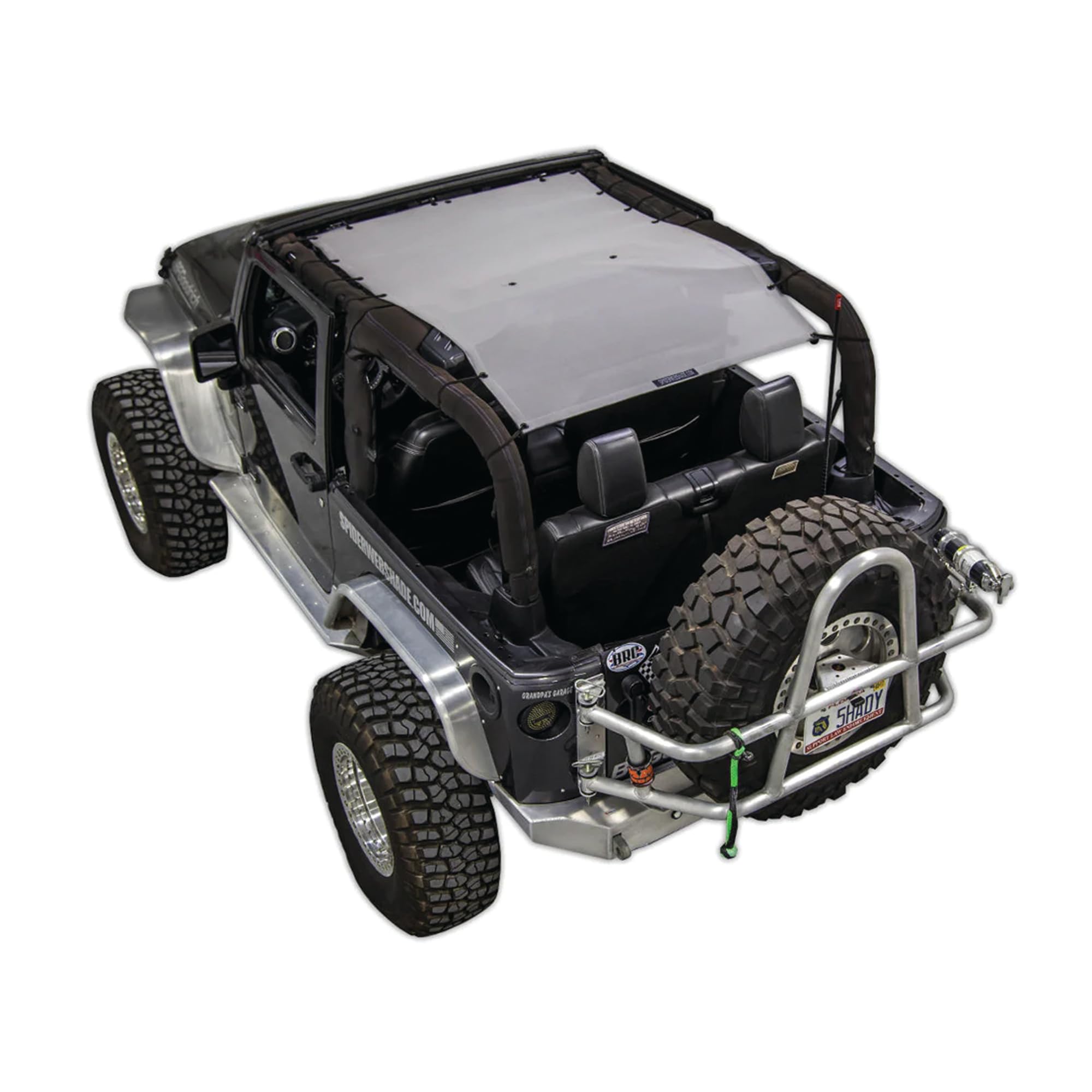 SPIDERWEBSHADE Original JK 2-Door Full Sunshade Top (2007-2017) Compatible with Jeep Wrangler JK Rubicon Sahara Sport All Trims - Airbag Safe - USA Made - 10 Year Warranty (Grey)