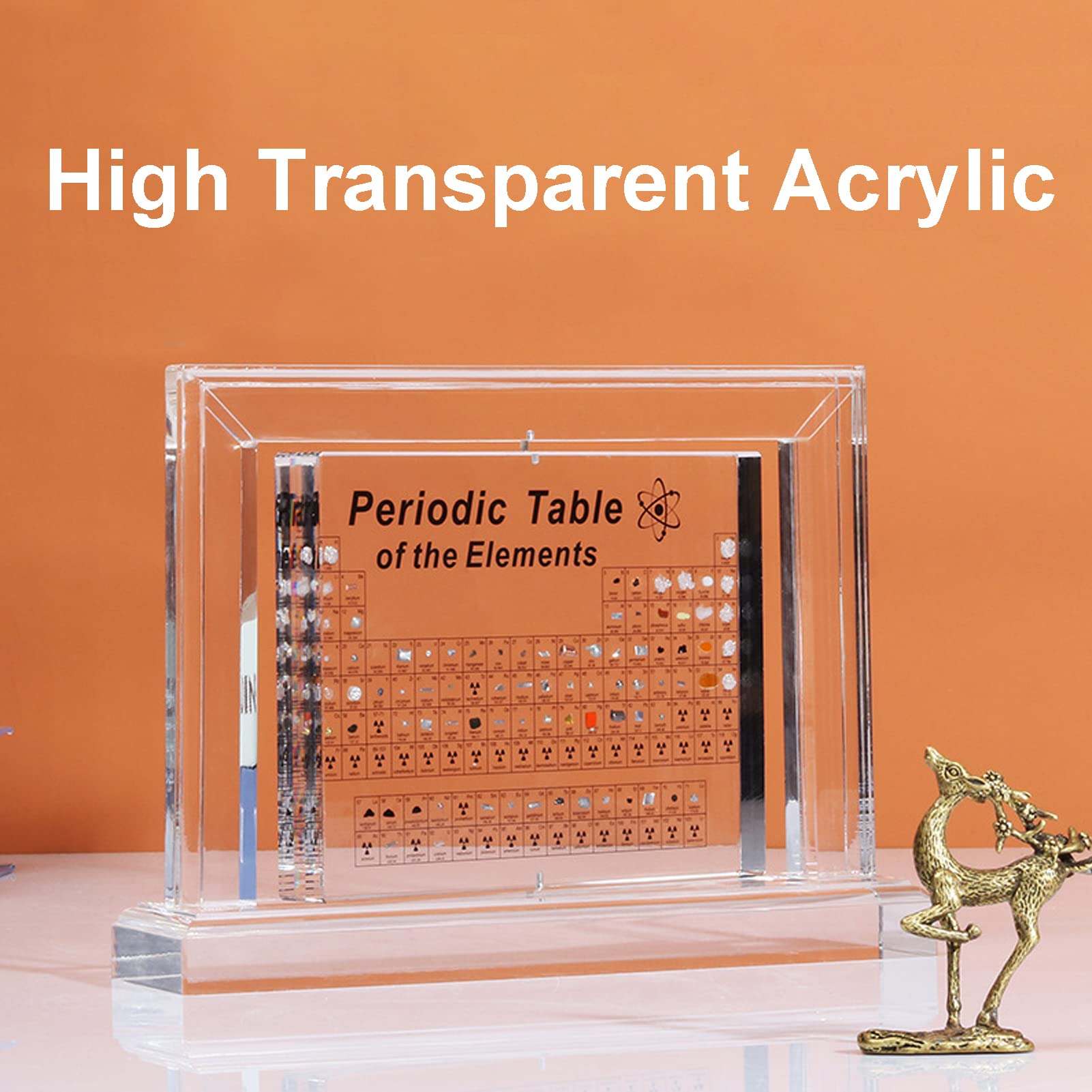 Tavola Periodica degli Elementi Chimici, Tavola Periodica in Acrilico con Elementi Reali all'Interno, Display per Tavolo periodico con Base Girevole a 360°, Strumento per Studenti e Insegnanti