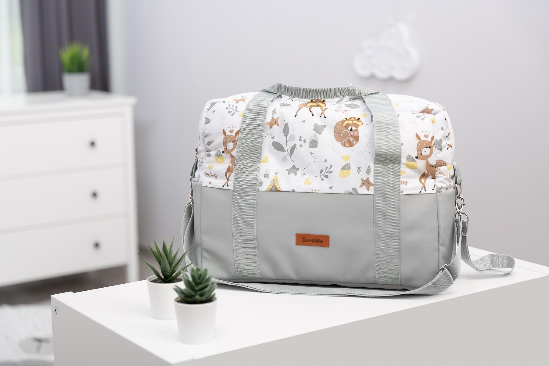 Wickeltasche Kinderwagen - Kinderwagen Organizer - Kinderwagentasche mit Reißverschluss, Kinderwagenbefestigung, mit kurzen Griffen und langem Schulterriemen