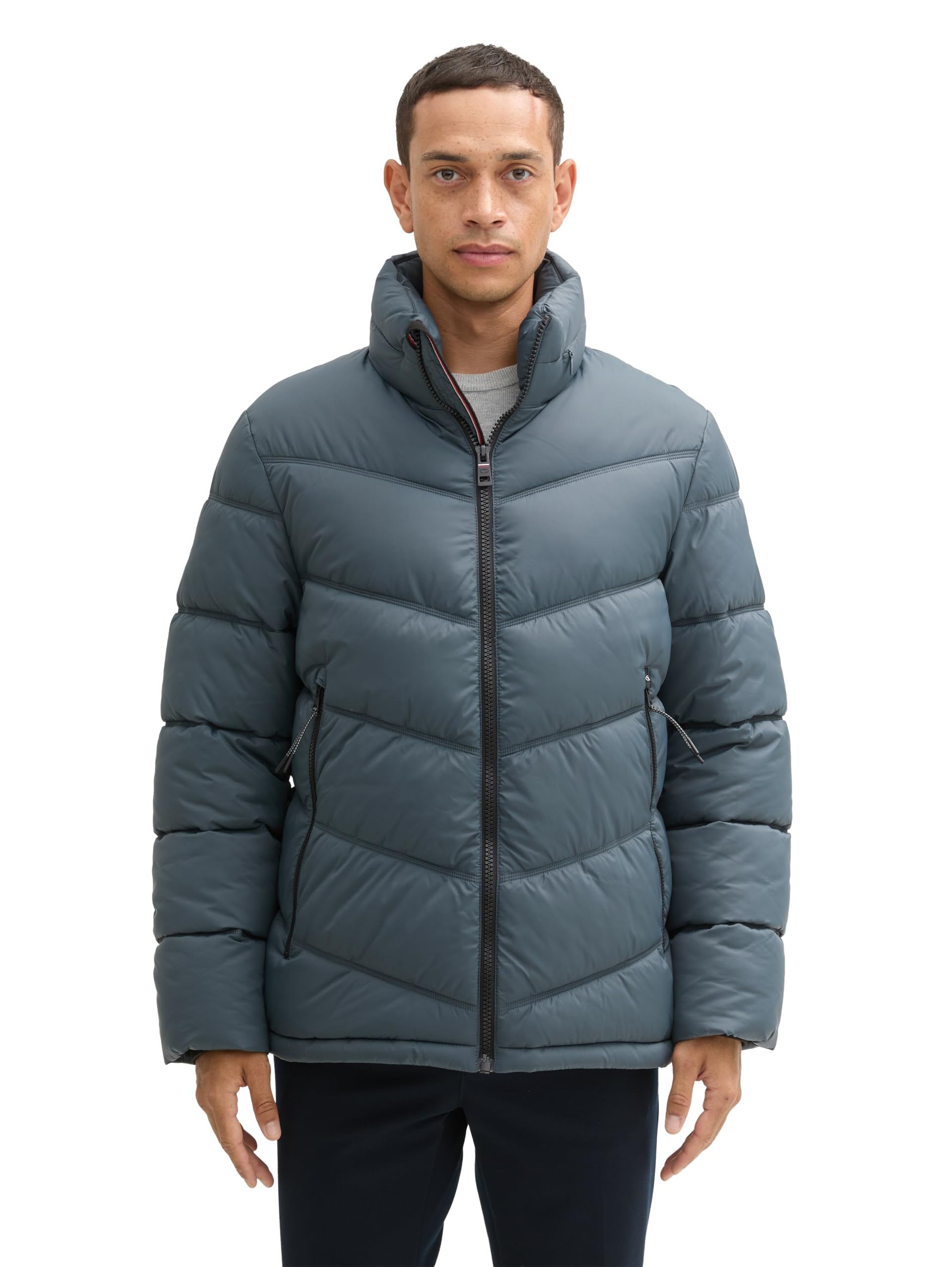 TOM TAILOR Men's Puffer Jacket with Packable Hood