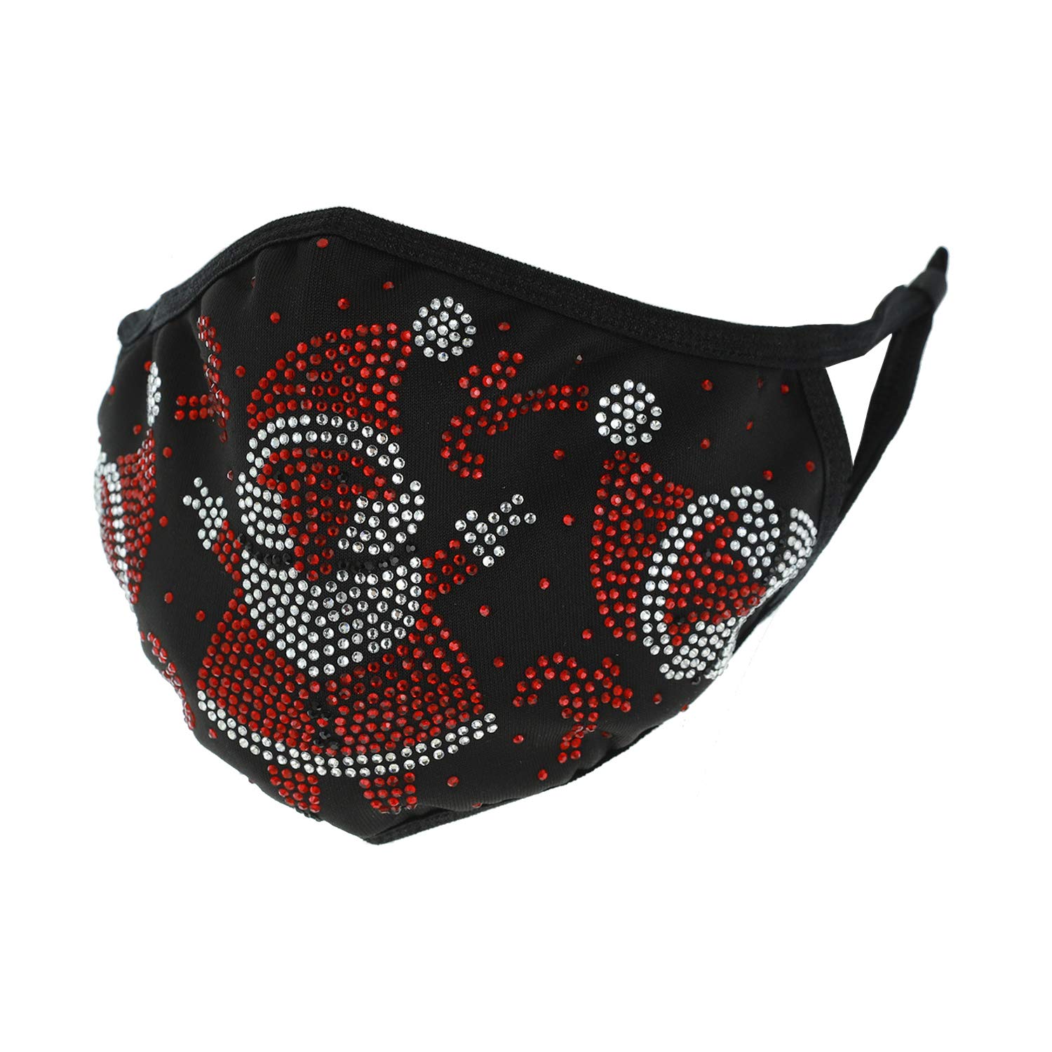SP SOPHIA COLLECTION Brightly Colored Christmas Holidays Rhinestone Bling Jeweled Face Cover Mask with Adjustable Ear Straps