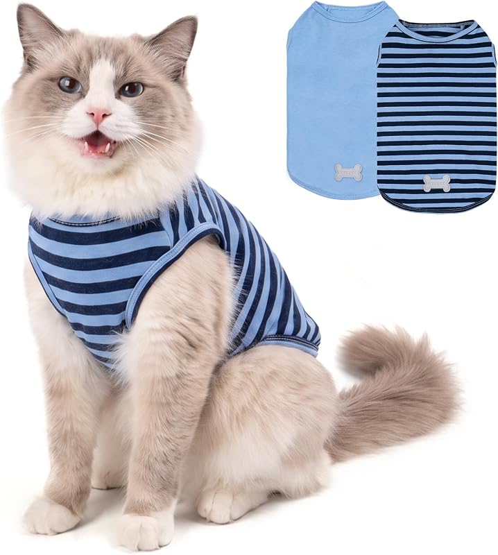 remera de tirantes KYEESE 2Pack Cotton para perros pequeños de rayas suaves