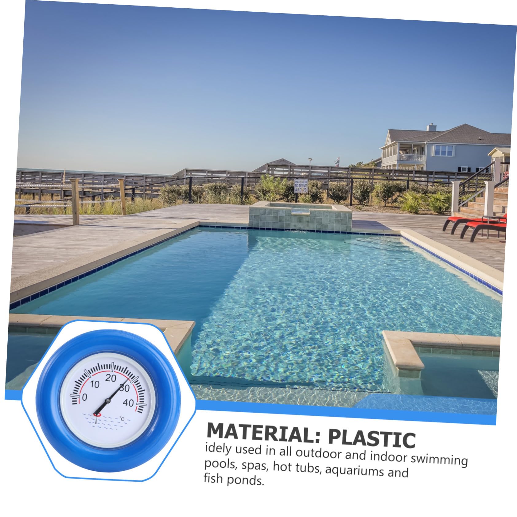 ORFOFE probador de temperatura del agua termómetro de agua de piscina monitor de temperatura de termómetro de flotador Acero inoxidable Azul