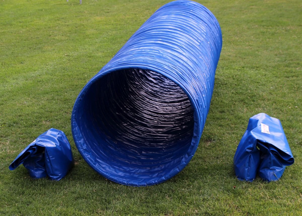 Callieway® Túnel de agilidad para perros, túnel profesional, dispositivo de agilidad (sacos de apoyo ya incluidos) (6 m, azul)