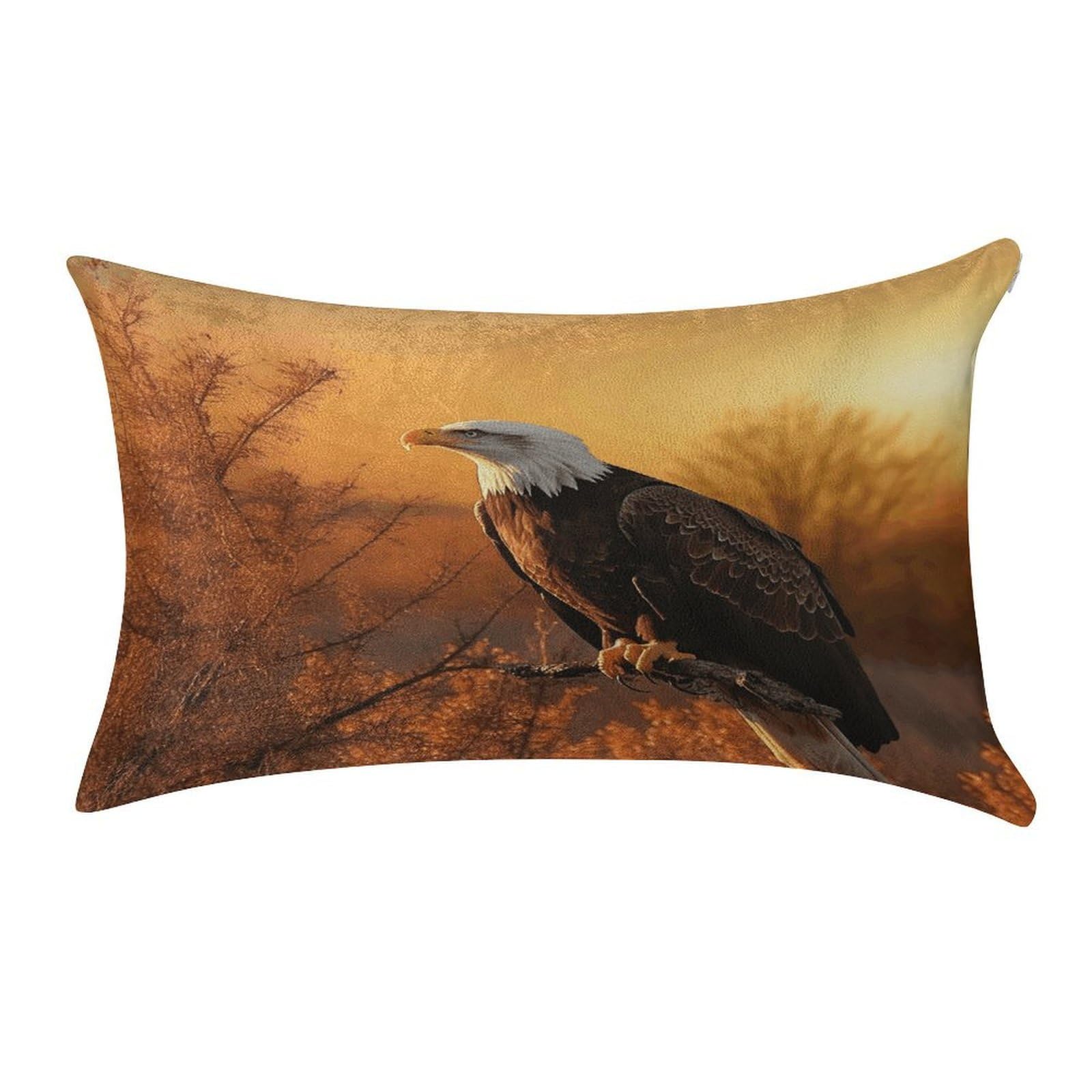 VstaDank Golden Sunset Bald Eagle Throw Pillow Cover 12"×20" Ultra Soft Pillowcase Cozy Lumbar Pillow Shell Gold Velvet Exquisite Decorative Cushion Sham Protector for Couch Sofa Bedroom