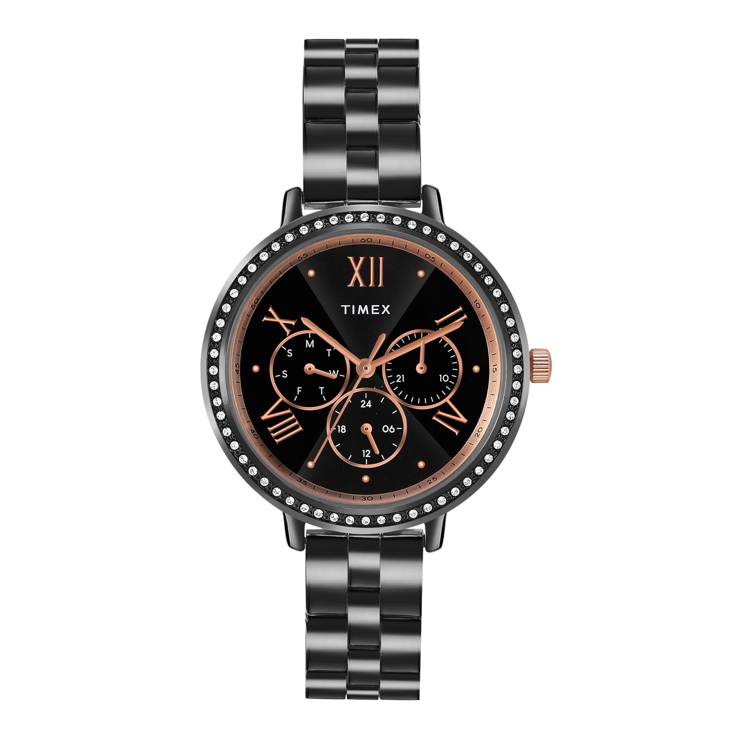 TIMEX Women Stainless Steel Multifunction Analogue Black Dial Watch - Tw000Z505, Band Color-Black (B0CJLQRS6Y) Amazon Price History, Amazon Price Tracker