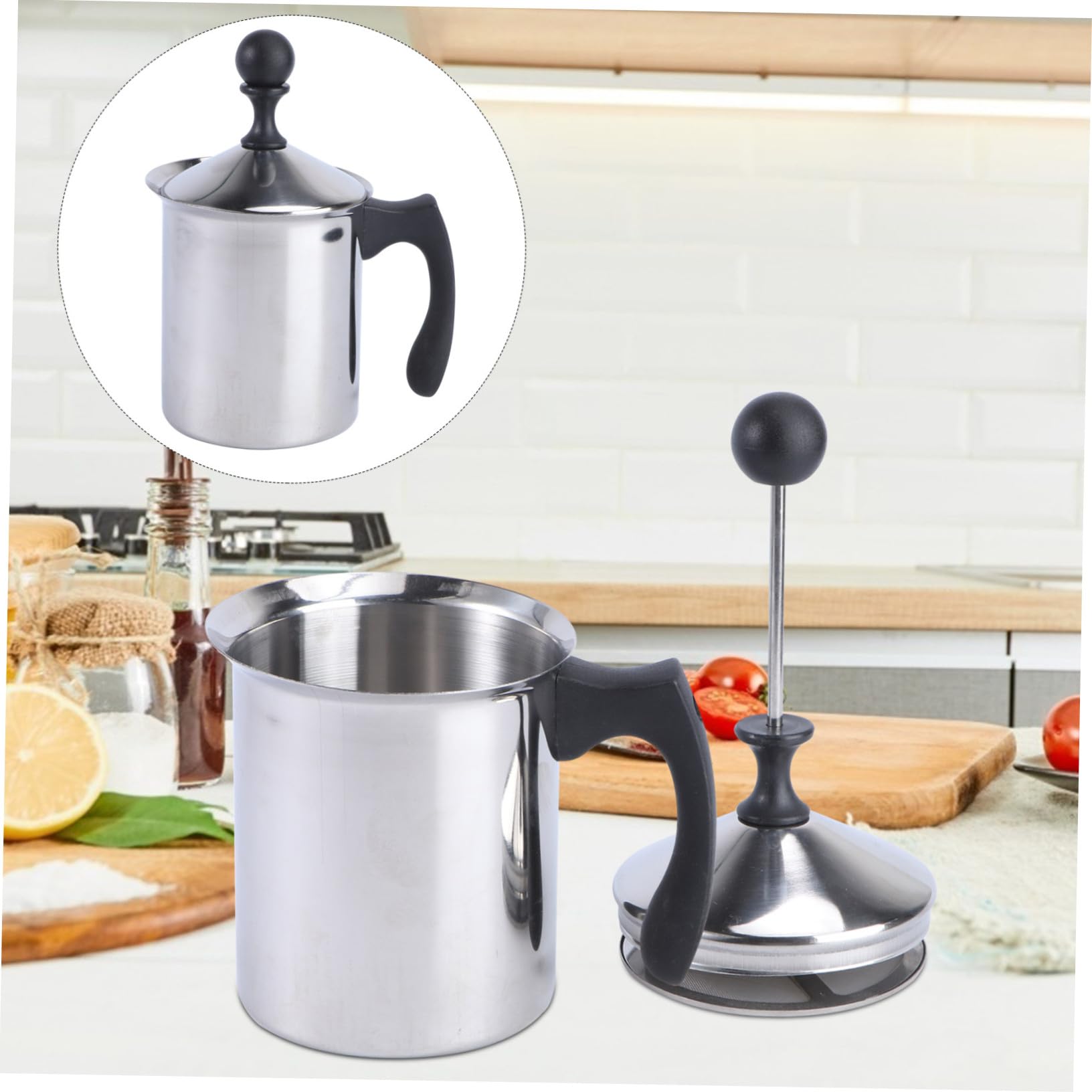 Sosoport Espumador de Leche Manual Acero Inoxidable Batidor de Leche Doméstico para Café y Capuchino para Cocina