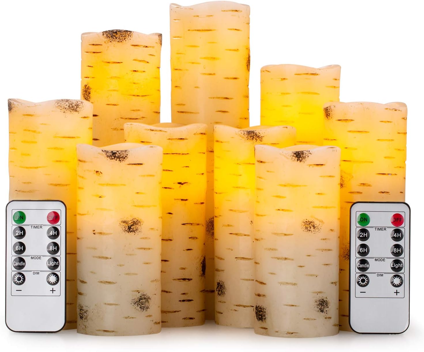 A set of realistic LED flameless candles