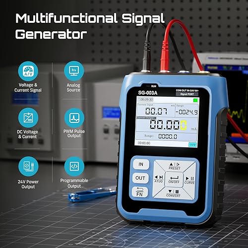 Vista 2 de Seesii Generador de señal SG-003A mejorado, 4-20mA 0-24V simulador de generador de voltaje de corriente analógica ajustable con curva en tiempo