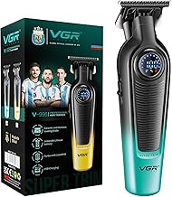 VGR V-996 Professional Hair Trimmer for Men – Cordless Beard & Hair Clipper, Precision Ceramic & Titanium Blade, Turbo 7000 RPM Motor, LED Display, USB Charging, 4 Guide Combs, Green & Black