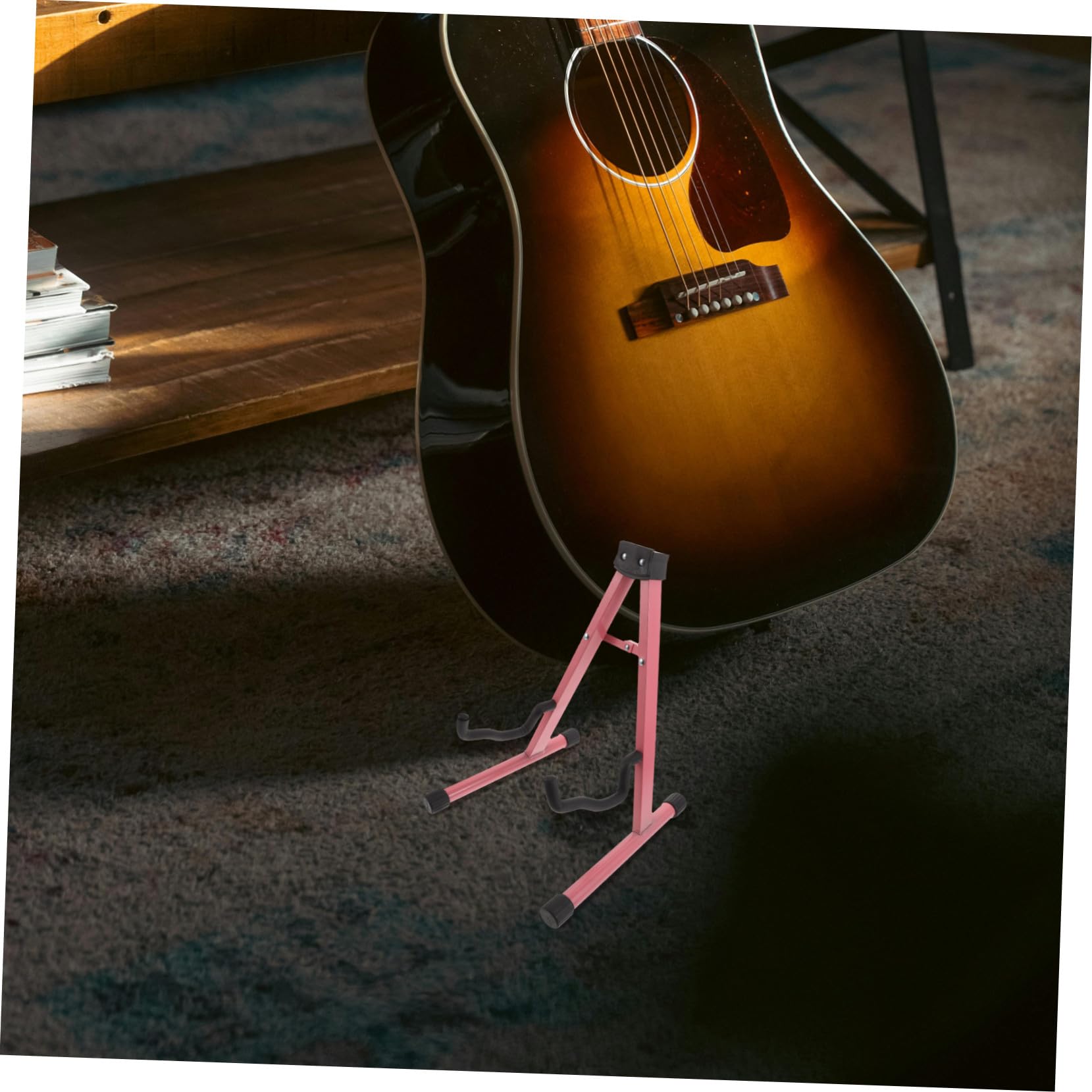 Beaupretty Rosa Metall Gitarrenständer A-form Klappbar für E-gitarren | 37, 3 X 29x26, 9cm, Tragbar für Gigs und Outdoor Übungen, Platzsparend und Verstellbar