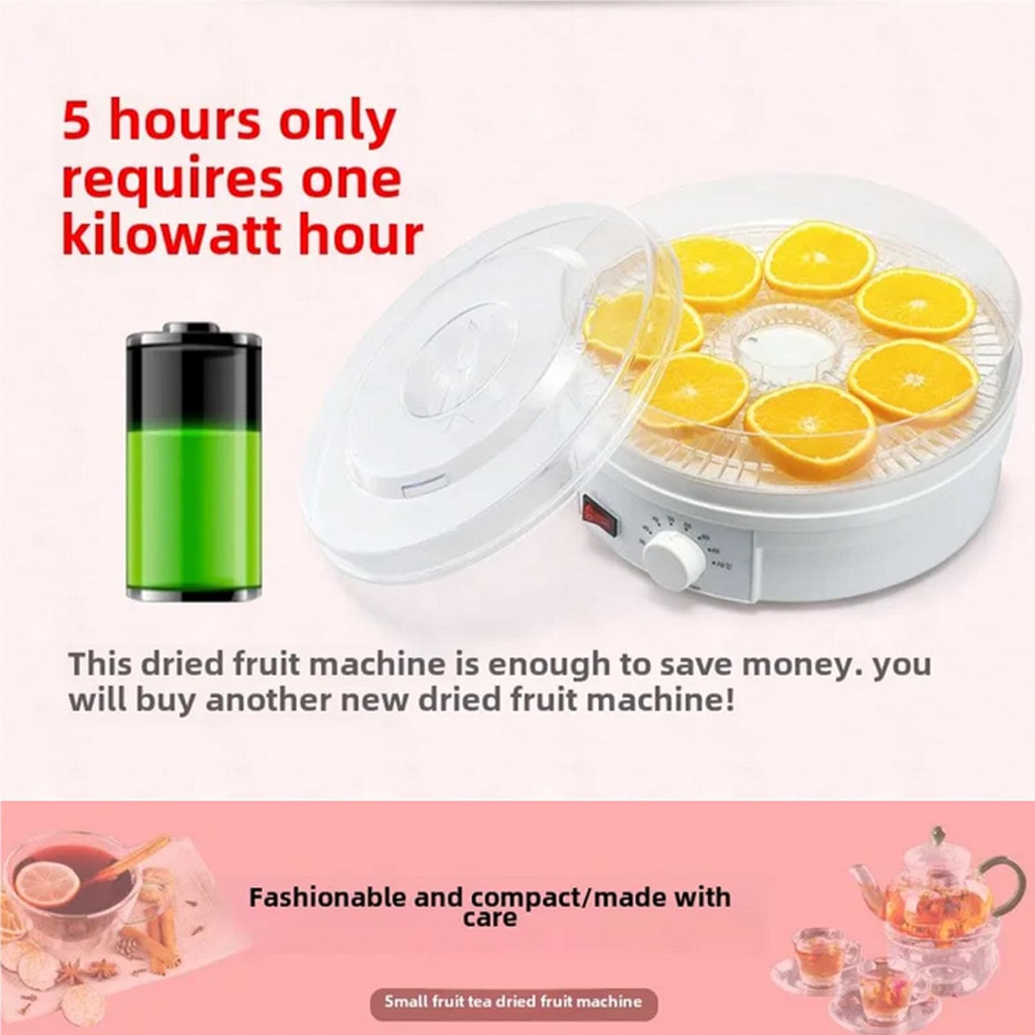 Compact Food Dehydrator with Temperature Control - Ideal for Fruits, Veggies, Dog & Cat Treats, and Candy - Exquisite Design for Home Use