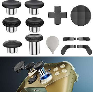 14-in-1 Controller Accessories Kit Compatible with Xbox Elite Series 2, 6 Premium Metal Thumbsticks, Swap Joysticks, 4 Interchangeable Paddles, 2 D-Pads, 1 Tool & 1 Storage Bag Matte Black