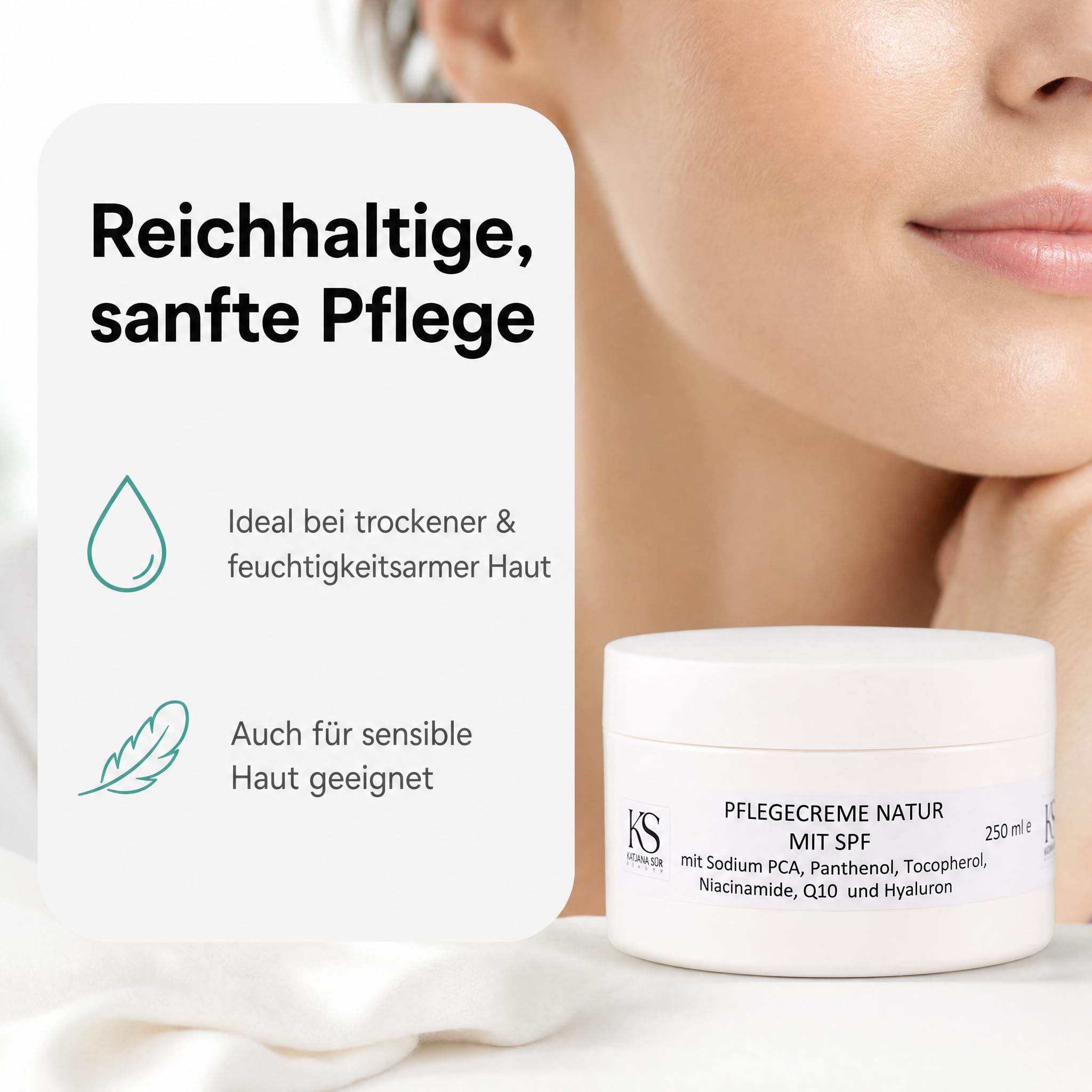 KS Beauty Bio Pflegecreme mit SPF, 250 ml | Feuchtigkeitscreme fürs Gesicht mit Niacinamid, Vitamin E & Aloe Vera – auch für empfindliche Haut geeignet