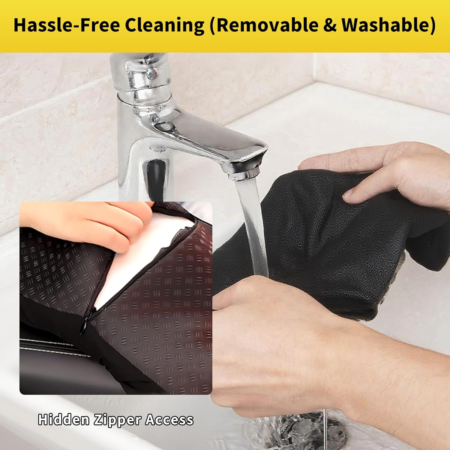 Soft Memory Foam Car Armrest Cushion Pad - Thick 12.6x7.5x2 inch, Washable Polyester Fabric Arm Rest Cover Pad, Thick Center Console Cover Cushion for Cars, Sedans, SUVs, most Vehicles (Black-1PC)