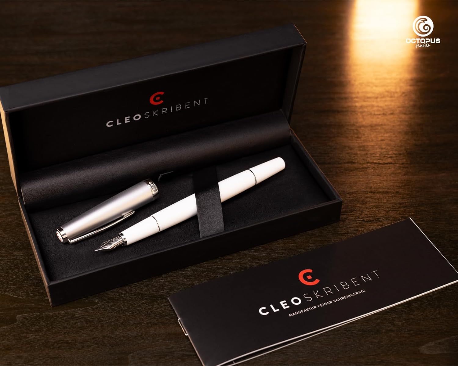 Classic Metal Cap/White Barrel Ink Converter/Ink Cartridge Fountain Pen with medium nib from Cleo Skribent