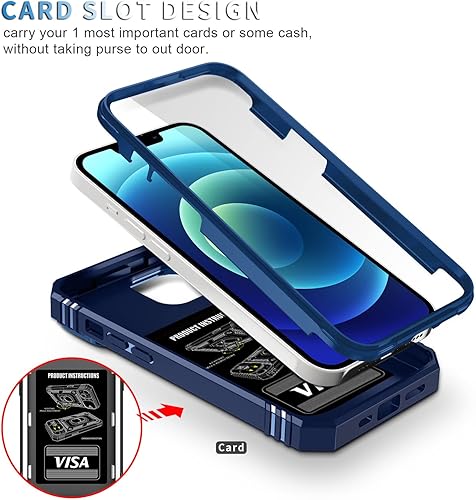 Miniatura 3 de Fetrim Funda para iPhone 14, Funda de teléfono con soporte de anillo de rotación para Apple iPhone 14 - Azul