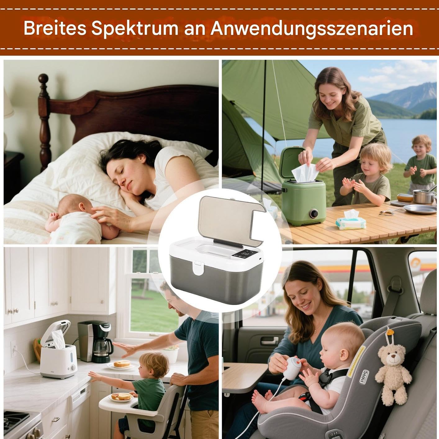 Feuchttuch-Wärmer Für Babys | Feuchttuchwärmer mit Spenderfunktion und LED-Beleuchtung für den Hausgebrauch,Schnellwärmendes Babyprodukt für Reisen mit dem Auto, Geschäftsreisen und