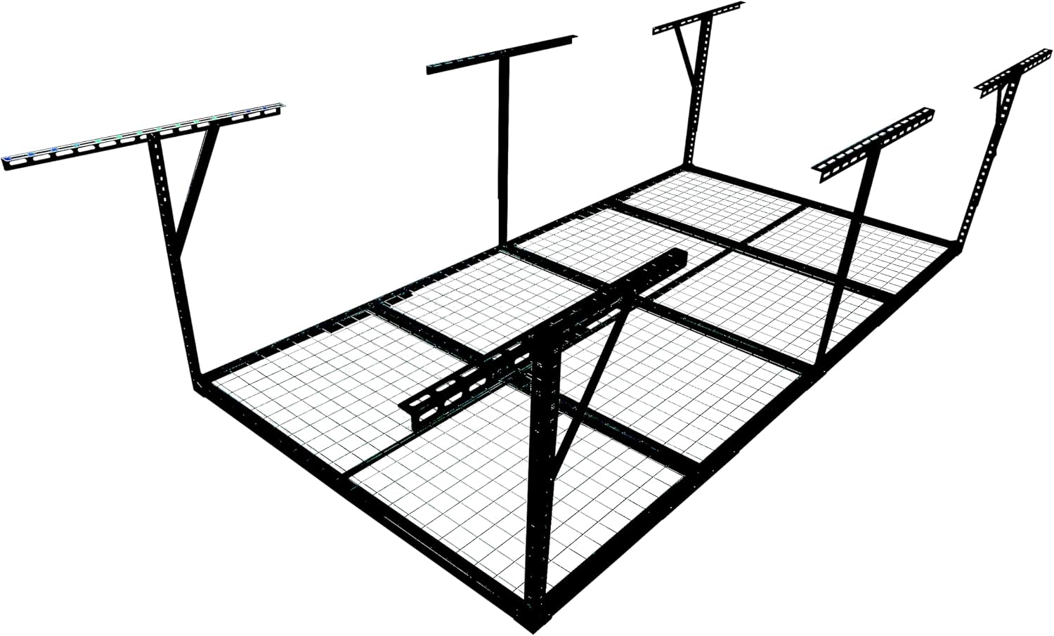 4x8ft Overhead Storage Rack, Heavy Duty Metal Ceiling Storage Rack, 22'' 40" Adjustable Ceiling Drop Down, 600 lb. Loading Weight Capacity, Black Color