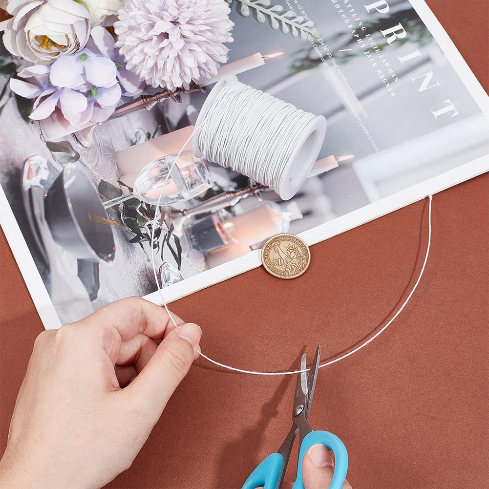 OLYCRAFT 45.72m White Wire Cotton Covered Cloth Covered Stem Floral Wire with Metal Wire Inside Cotton Covered Millinery Wire for Sewing Supplies DIY Making Accessories - Image 3