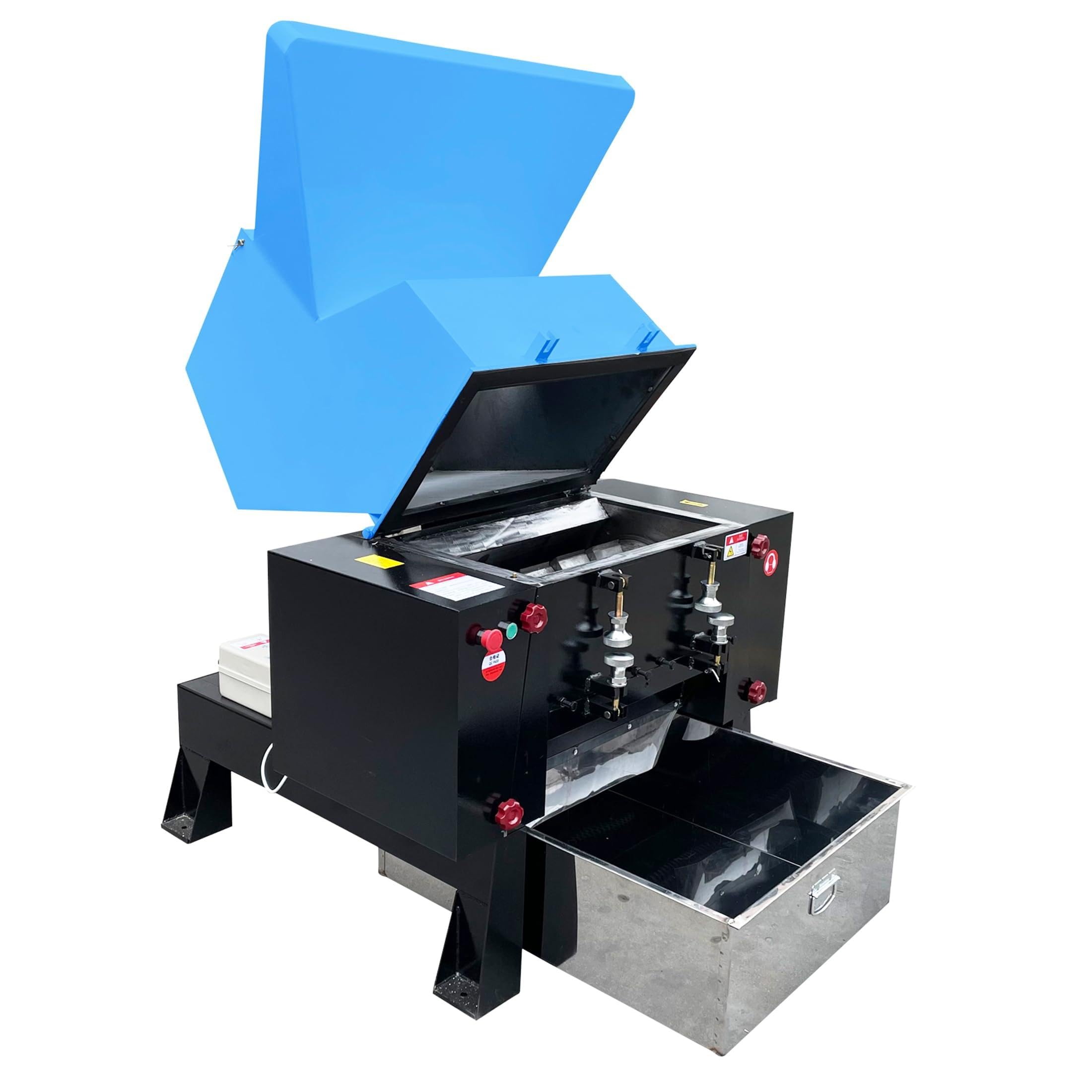 THUXEON Plastic Shredder Crusher Machine 15KW Recycling Heavy Duty Plastic Bottle Granulator Disintegrator Crusher Multifunction Crusher for Bottle, Wood, Rubber 220V Three-Phase Electricity