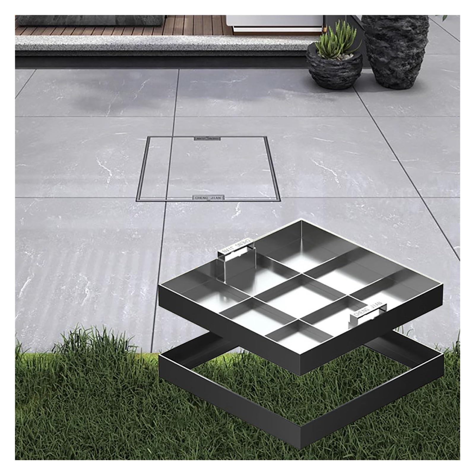 GJMSSMY Invisible Drain Cover for Septic Tank Recessed Outdoor Inspection Lidand Discreet Wastewater Access Solution Ideal for Gardens and Yards