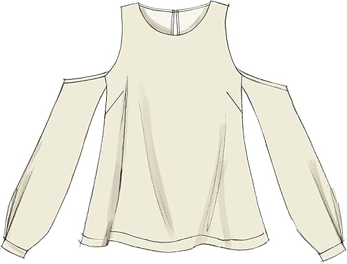 Miniatura 4 de McCall Patterns Misses Misses Tops con hombros fríos con mangas acampanadas o con puños