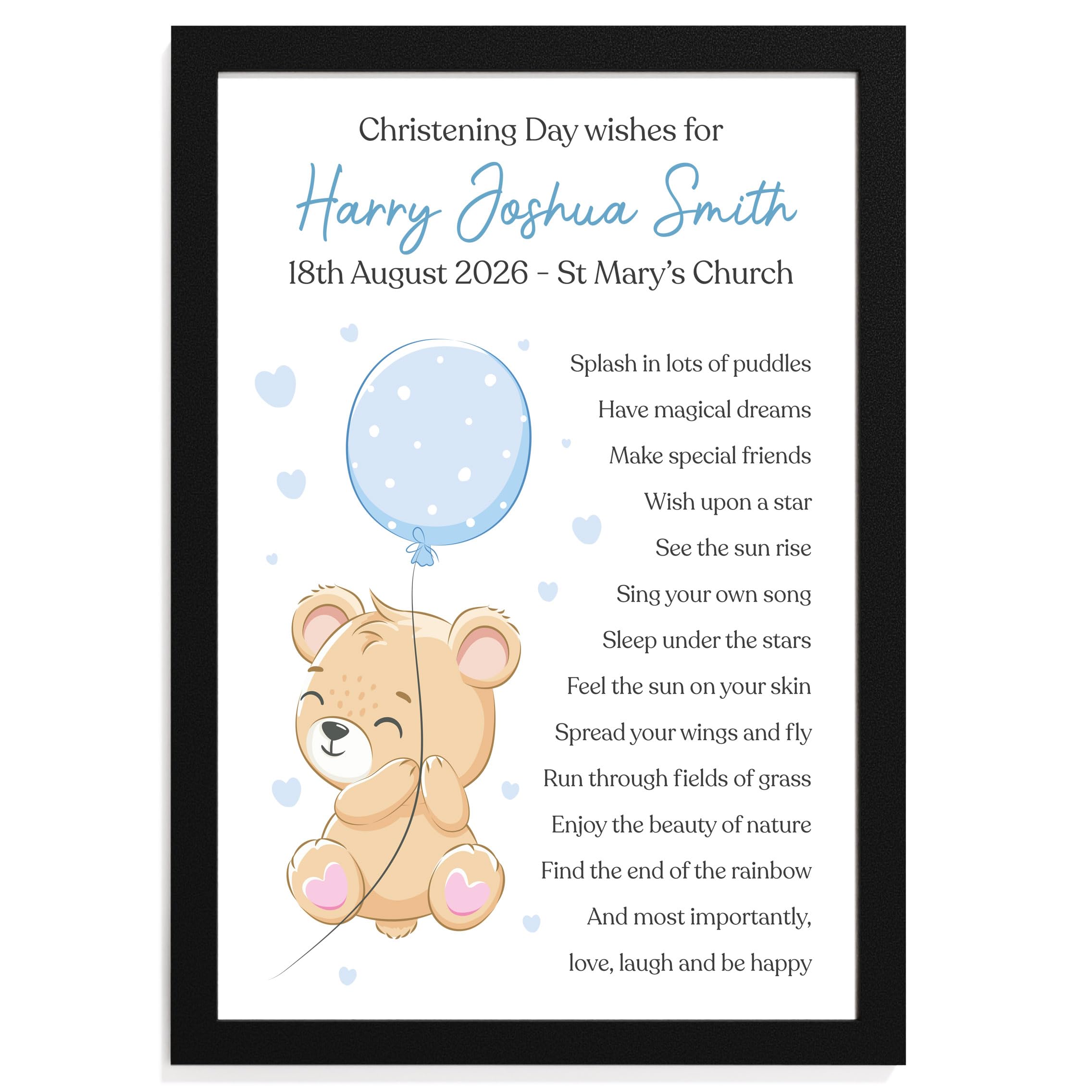 Christening Day Wishes Gift for Godson Grandson, Personalised Christening Gift for Boys, Naming Day Ceremony Baptism Present, Nephew Christening