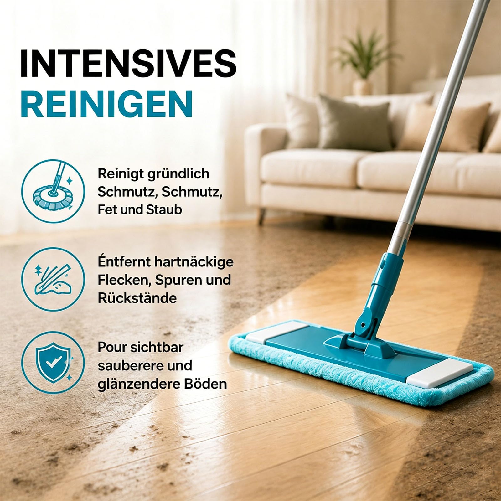 Multi-Effekt-Bodenreinigungstücher, Floor Cleaning Tablets, Upgrade floor cleaning wipes 100-teilige Packung, multi surface floor cleaner für Hartholz, Fliesen, Laminat und mehr (100-Blau)
