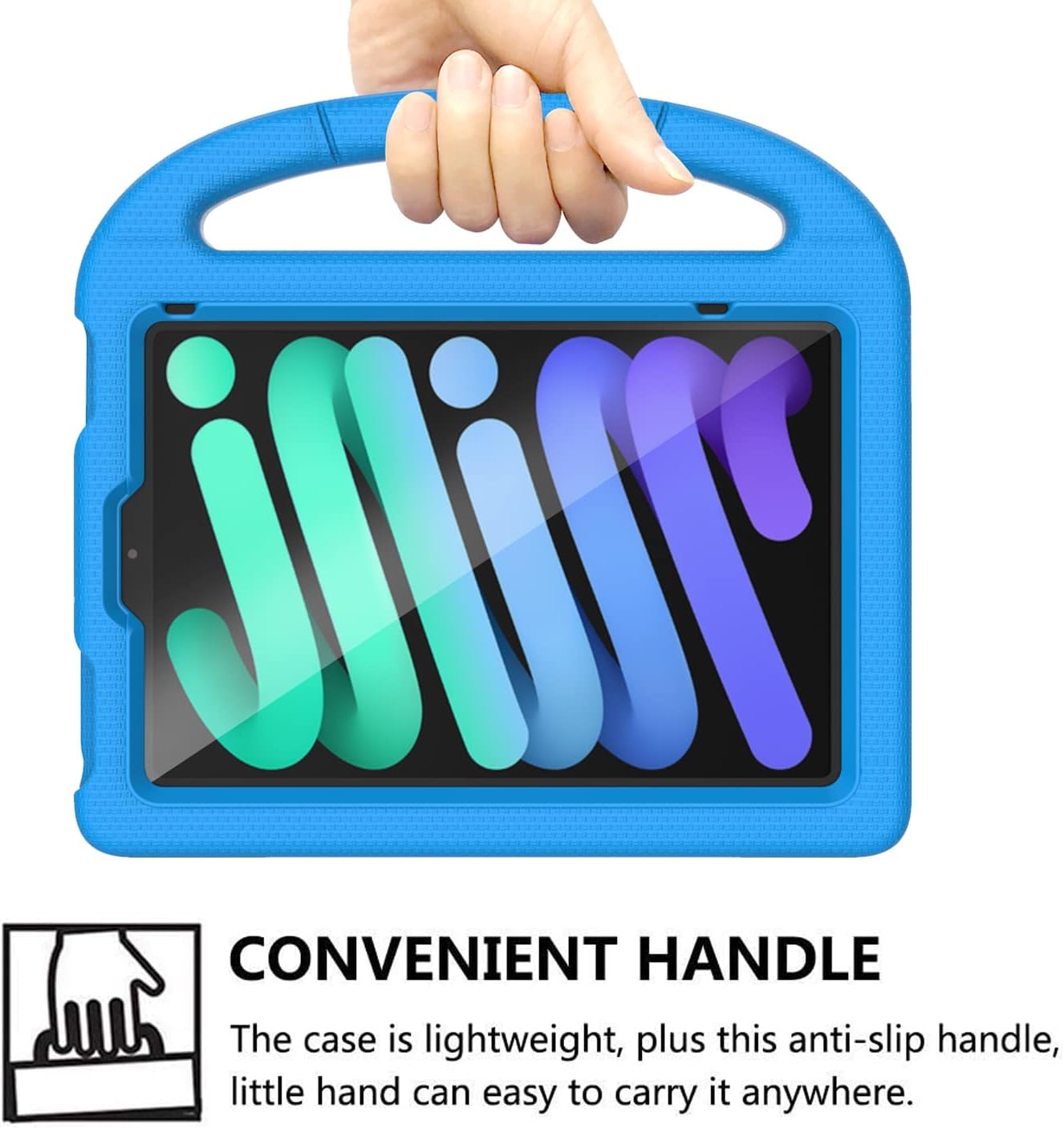 iPad mini 7th/6th Generation Case for Kids (8.3-inch, 2024/2021 Release), Lainergie iPad mini 7/6 Case Lightweight Shockproof Kid-Proof Cover Built-in Screen Protector with Handle Stand- Blue - Image 6