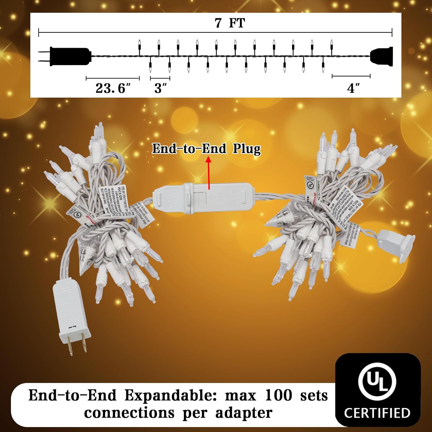 Heyworld Slow Twinkle Lights, 20 Led Soft Twinkling Mini Christmas String Lights on White Wire Cord, UL Approved 7 Ft,Connect Up to 100 Sets, Indoor Outdoor Use, Warm White - Image 4