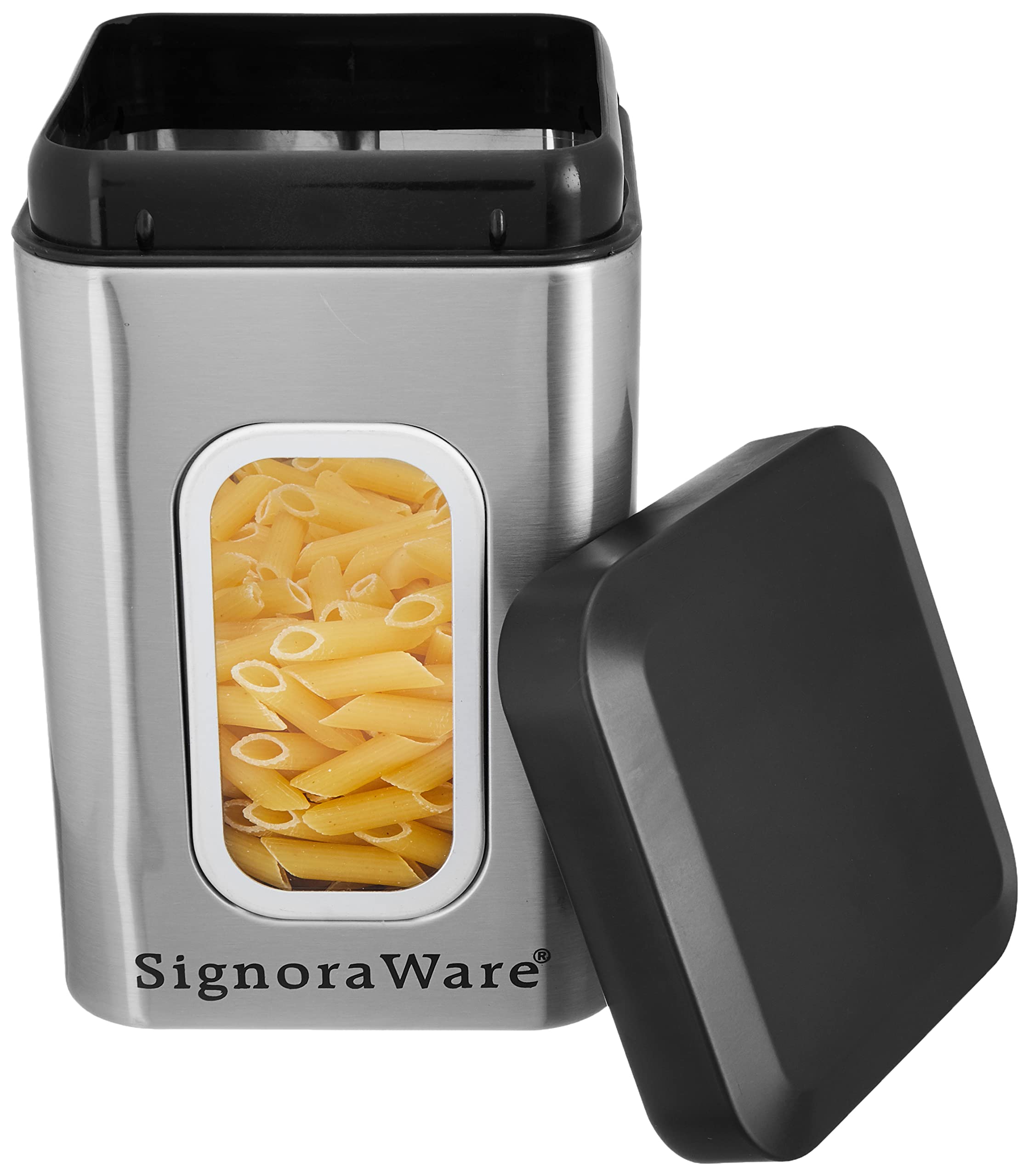 Signoraware Récipient modulaire en acier (fenêtre carrée) mat, 2300 ml, argenté