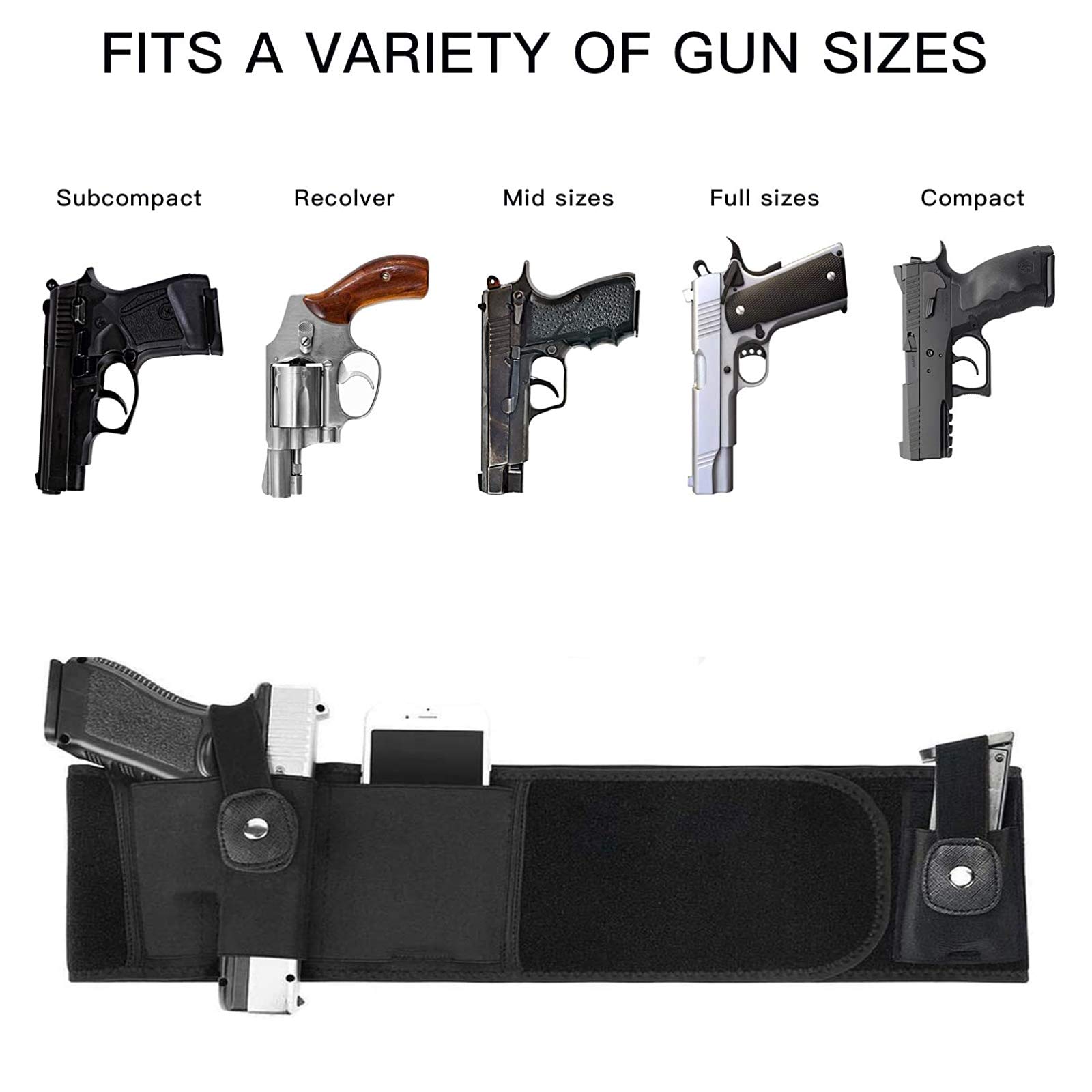 Belly Band Gun Holster for Men and Women,Tactical Gun Holster Universal