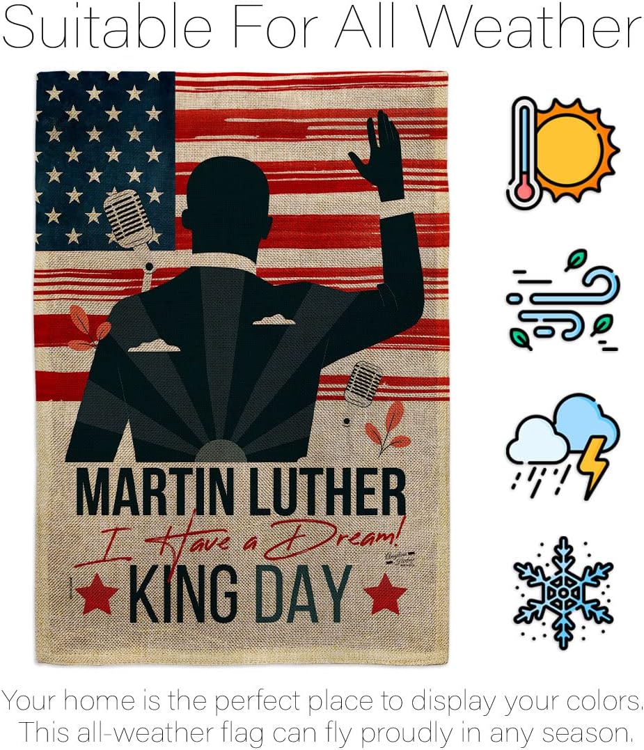 Martin Luther King Lawn Decor Burlap Support Our Troops Banner Pack Wall Art Flag Room Decorations Indoor Outdoor Tapestry Signs African American Heritage Kwanzaa Black History Month Gifts Made In USA