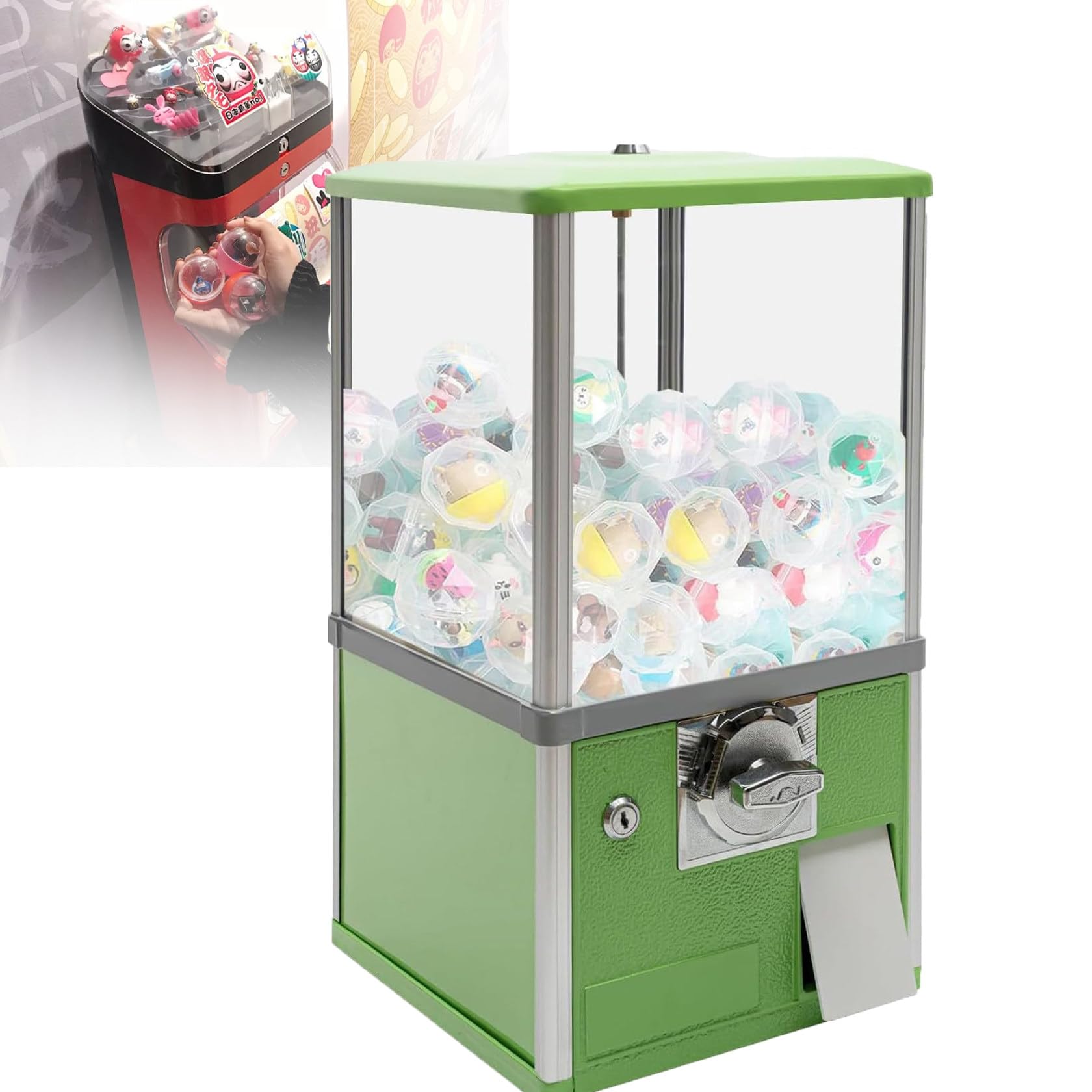 MáQuina Expendedora De Chicles De Burbujas para CáPsulas De Chicles, Dulces O Nueces De 1,26 Pulgadas, MáQuina Dispensadora De Chicles Independiente para NiñOs,Green