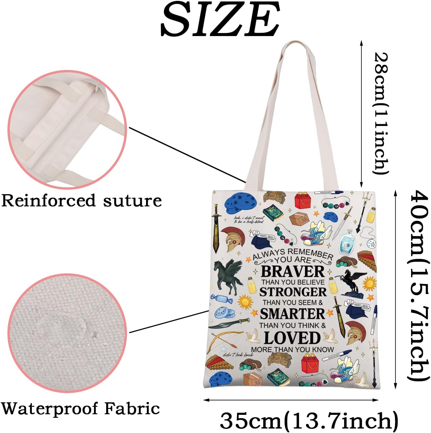WSNANG Novel Lover Canvas Tote Bag Greek Mythology Fans Reusable Shopping Bag - Image 4