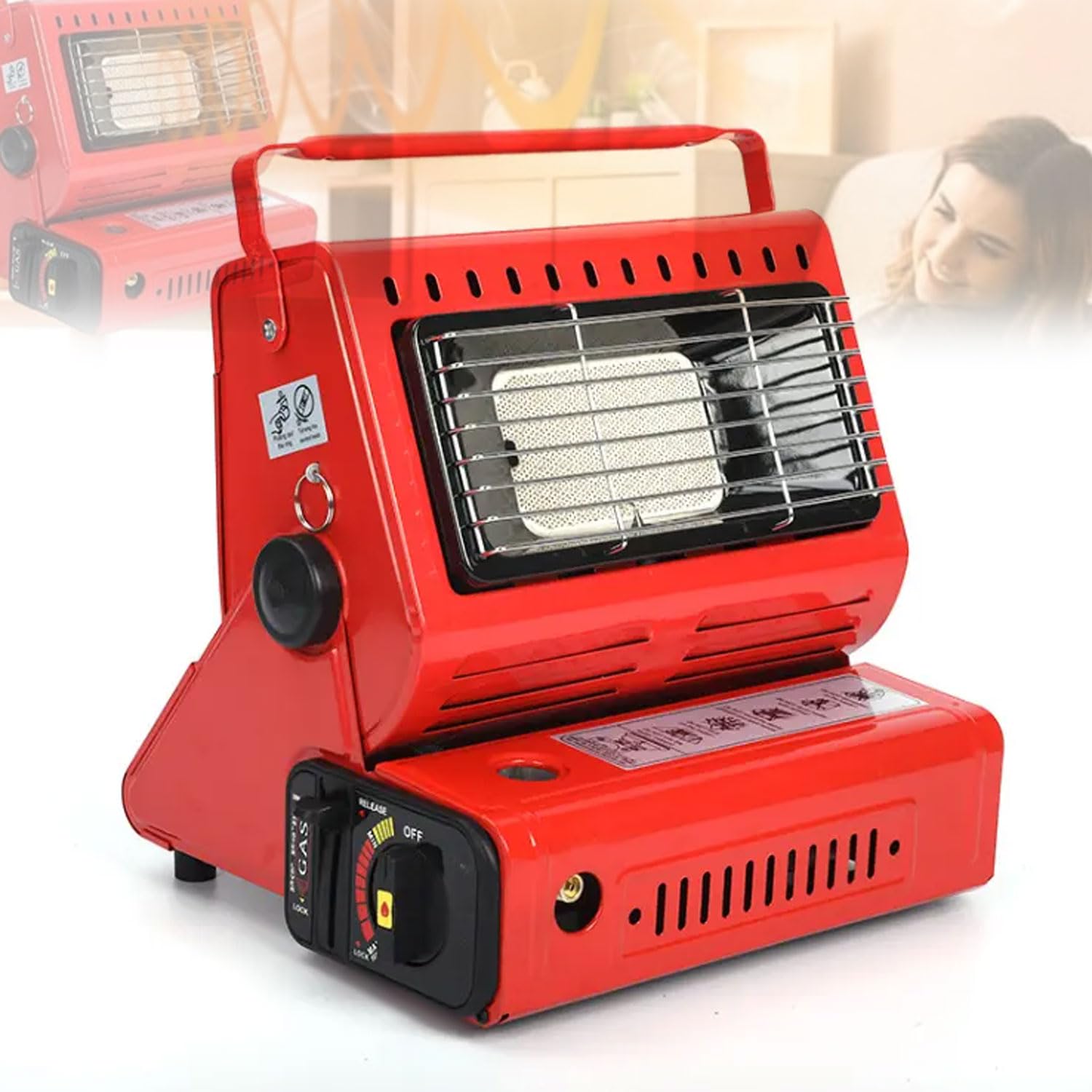 Stufa a Gas da Esterno, Mini Stufa a Gas Portatile da 1,3 kW, Temperatura Regolabile, per Viaggi, Campeggio, roulotte, Pesca, casa