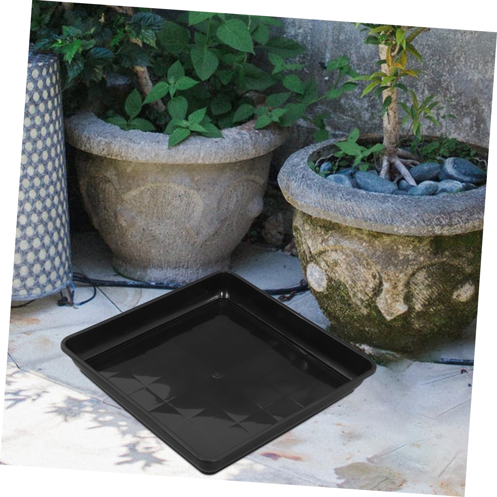 Platillos para Plantas de Exterior Cuadrados 2 Piezas 40 Cm Negro Resistente PP para Jardinería y Macetas Drenaje para Uso en Balcón y Terraza