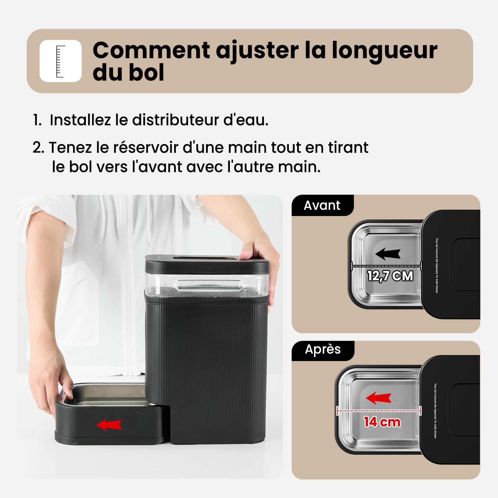 Gardner Pet 6.5L Distributeur Eau Chat Automatique, Gamelle Chat Automatique par Gravité, Distributeur Eau Chien avec Gamelle en Acier Inoxydable, Pas d'électricité, sans BPA - Noir