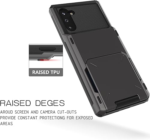 Miniatura 7 de Asuwish Funda de teléfono para Samsung Galaxy Note 10 5G con protector de pantalla de vidrio templado y ranura para tarjeta de crédito híbrida