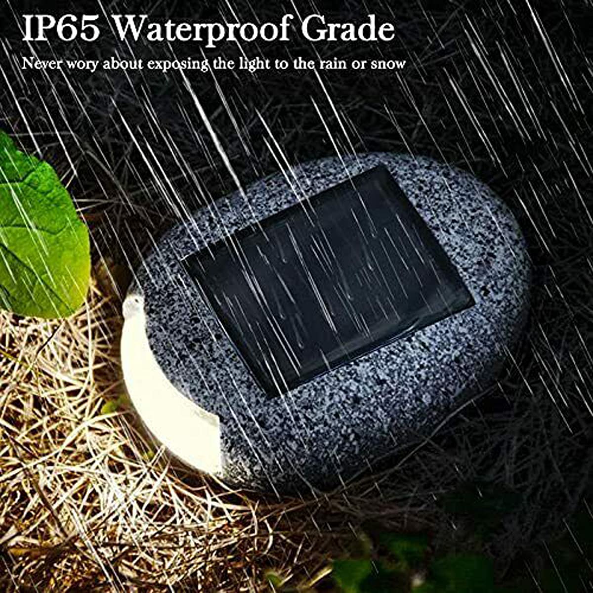 HULPPRE 6-Pack Solar Rock Lights,Decorative Stone Pathway Lights IP65 Waterproof Solar Deck Dock Lights,Step Lights,Solar Ground Lights,Road Studs/Markers for Sidewalk,Driveway,Pool